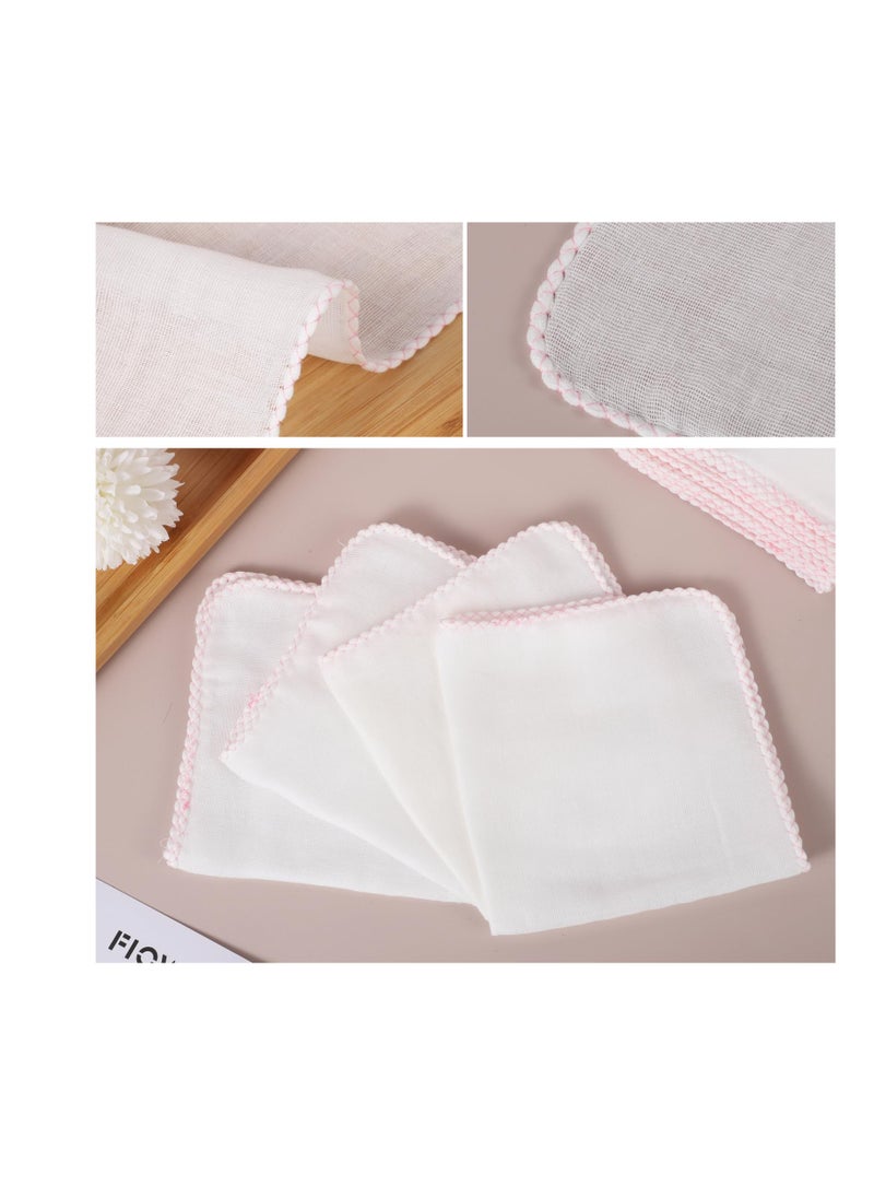 Bebiland 10 PCS Cotton Muslin Face Cloths, 30*30cm Muslin (Pink Edge) ﻿  - Image 4