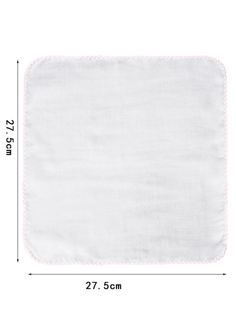Bebiland 10 PCS Cotton Muslin Face Cloths, 30*30cm Muslin (Pink Edge) ﻿  - Image 2