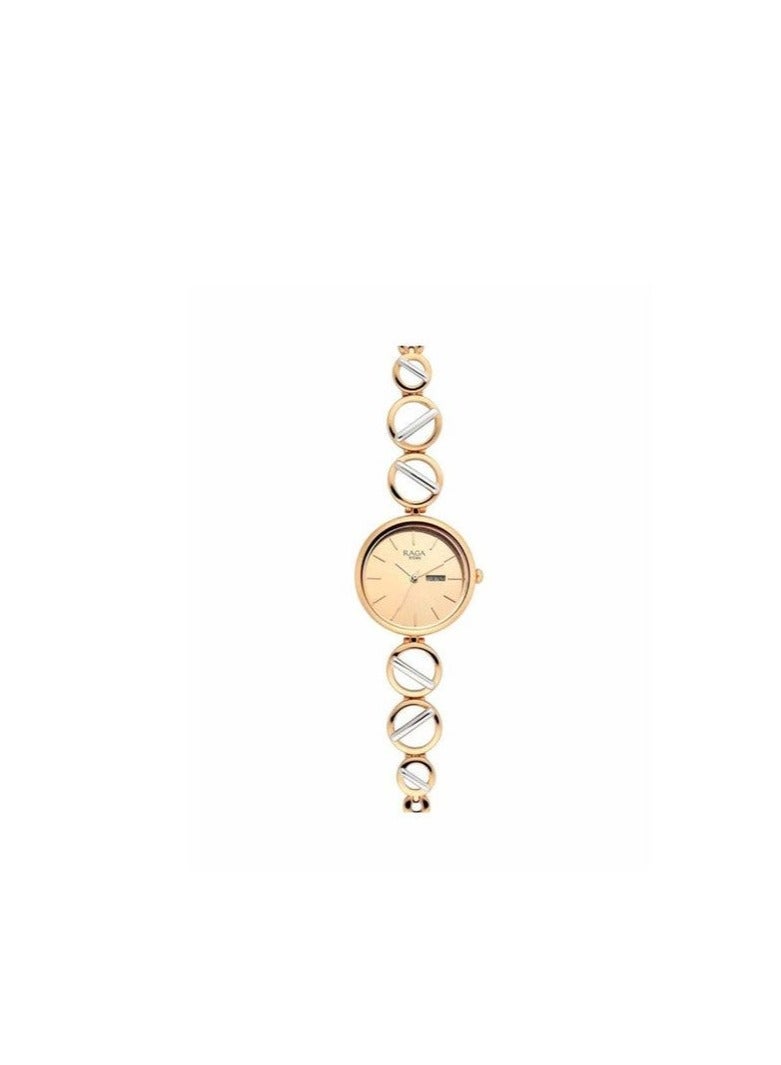 Titan Raga Viva Quartz Analog with Day and Date Rose Gold Dial Two Toned Rose Gold and Silver Metal Strap Watch for Women - NT2644KM02 - Image 2