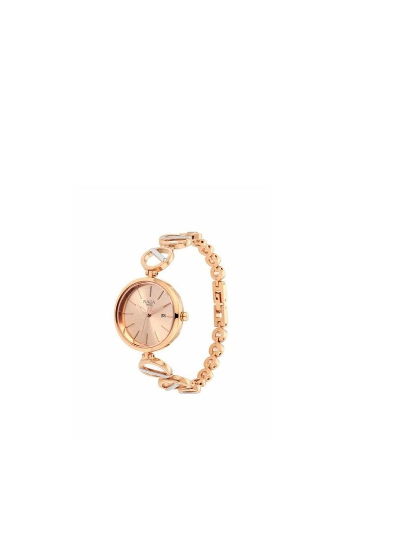 Titan Raga Viva Quartz Analog with Day and Date Rose Gold Dial Two Toned Rose Gold and Silver Metal Strap Watch for Women - NT2644KM02 - Image 3