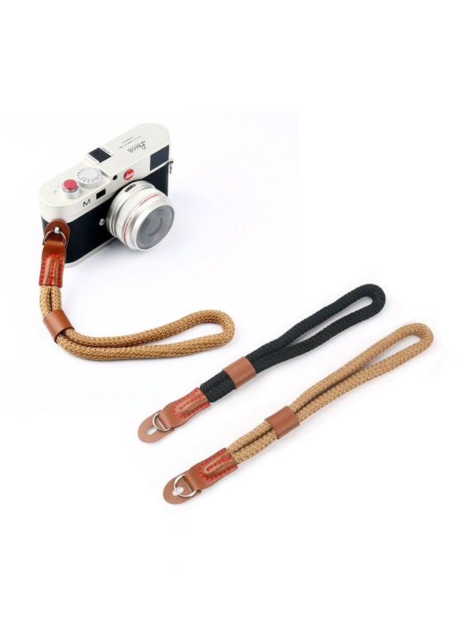 2 PCS Camera Hand Wrist Strap Adjustable Wrist Strap Braided Wrist Strap Antislip Security Wrist Strap for Leica Canon Nikon Fuji Olympus Lumix Sony Green and Brown  - Image 1
