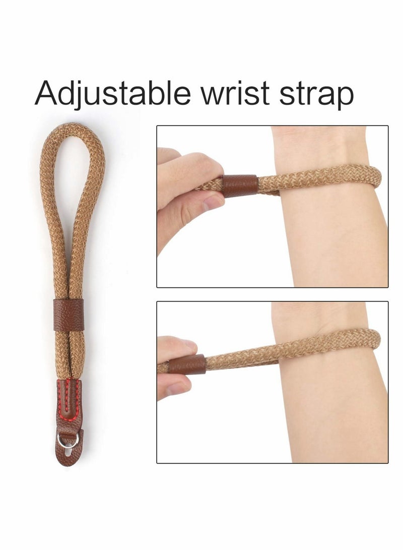 2 PCS Camera Hand Wrist Strap Adjustable Wrist Strap Braided Wrist Strap Antislip Security Wrist Strap for Leica Canon Nikon Fuji Olympus Lumix Sony Green and Brown  - Image 3