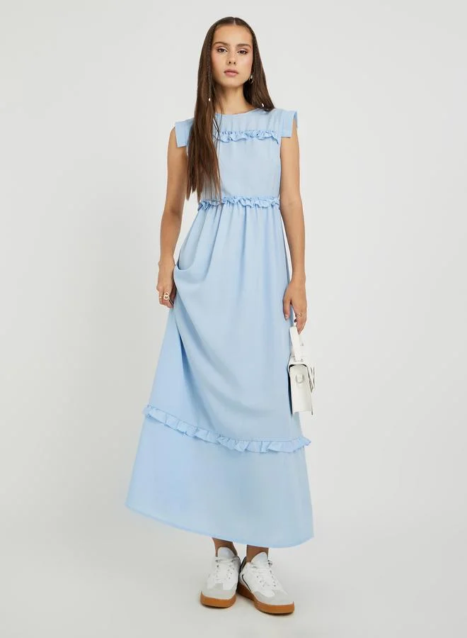 Take Two Take Two Solid Ruffled Sleeveless A-Line Maxi Dress
