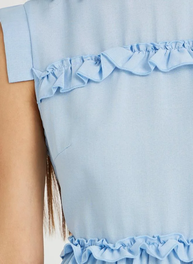 Take Two Take Two Solid Ruffled Sleeveless A-Line Maxi Dress