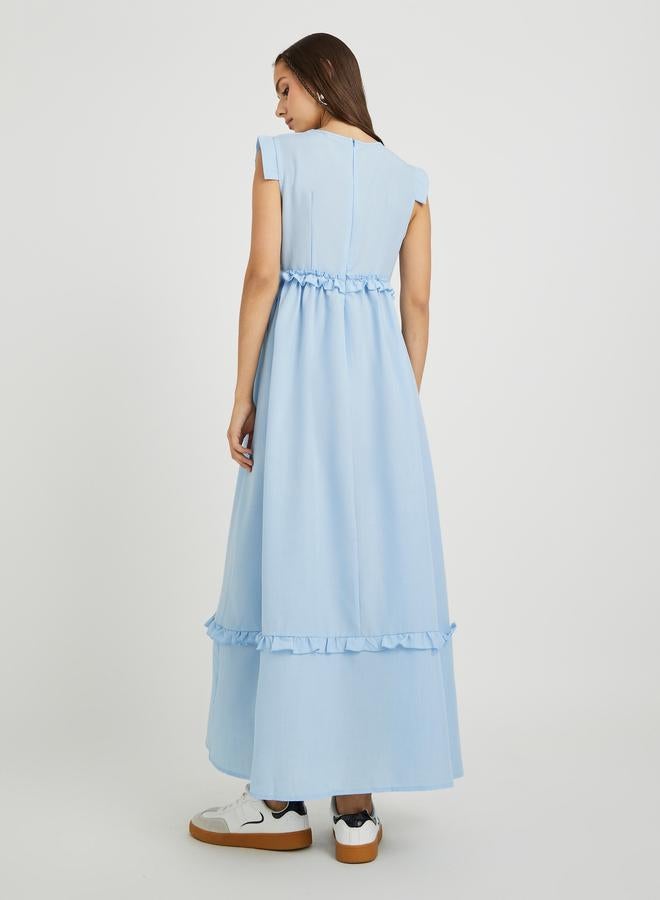 تايك تو فستان ماكسي - بدون أكمام بكسرات مزدوجة صلبة - Image 4