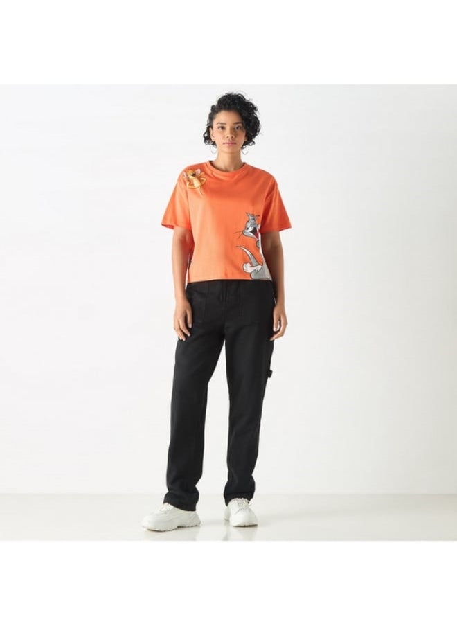 SP Characters Tom and Jerry Print Crew Neck T-shirt with Short Sleeves  - Image 3