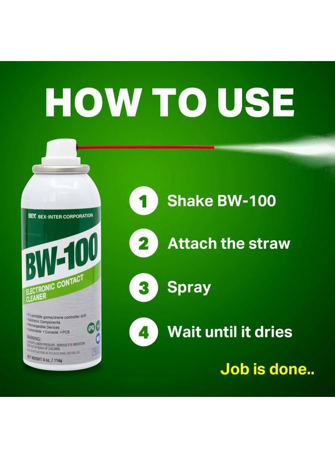 BW-100 Non-Flammable Electronic Contact Cleaner Aerosol Spray - Safely Cleans Joycons, Computers, PCB and More - Removes dust, Dirt and contaminants on Contact-Quick Dry | 4oz/114g | Pack of 3 - Image 5
