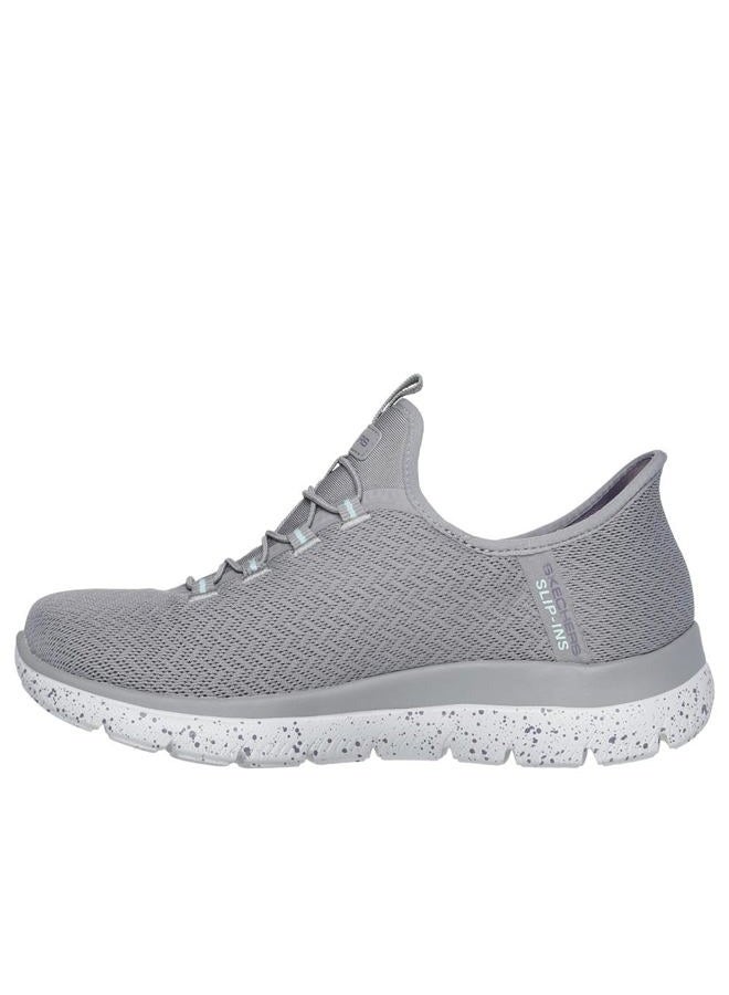 SKECHERS Women's Waterproof Hands Free Slip-ins Summits-Best Choice Sneaker, Gyaq=grey/Aqua, 38.5 EU - Image 4