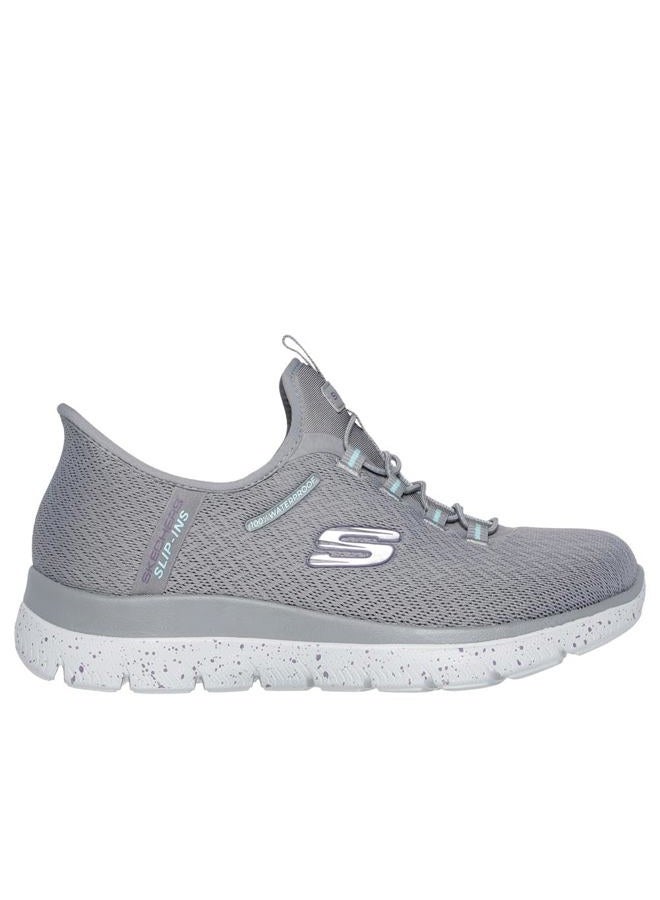 SKECHERS Women's Waterproof Hands Free Slip-ins Summits-Best Choice Sneaker, Gyaq=grey/Aqua, 38.5 EU - Image 5