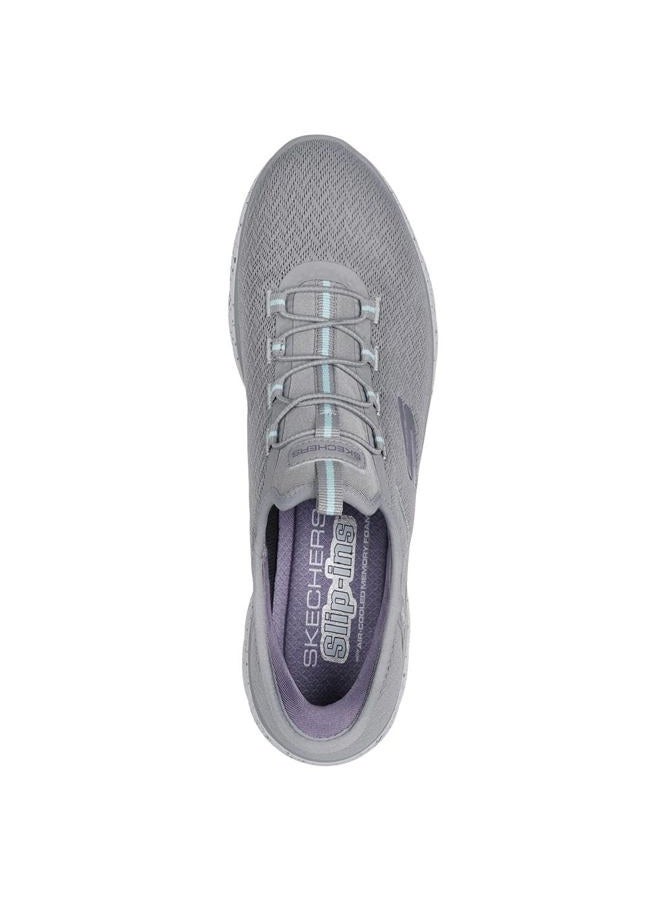 SKECHERS Women's Waterproof Hands Free Slip-ins Summits-Best Choice Sneaker, Gyaq=grey/Aqua, 38.5 EU - Image 2