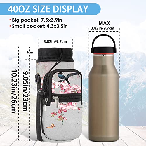 AORTDES 25/32/40/64oz Water Bottle Bag Holder Carrier-Insulated Crossbody Sling Case Sleeve with Strap & Pockets for Men Women Gym Cycling Travel Walking Hiking Camping (WBH-19, 40oz) - Image 3