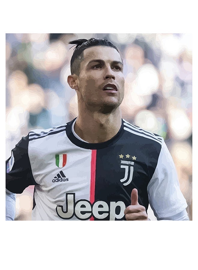 RYN فن جداري مزخرف بموضوع رونالدو أبيض/أسود/بيج 30x30 سم - Image 1