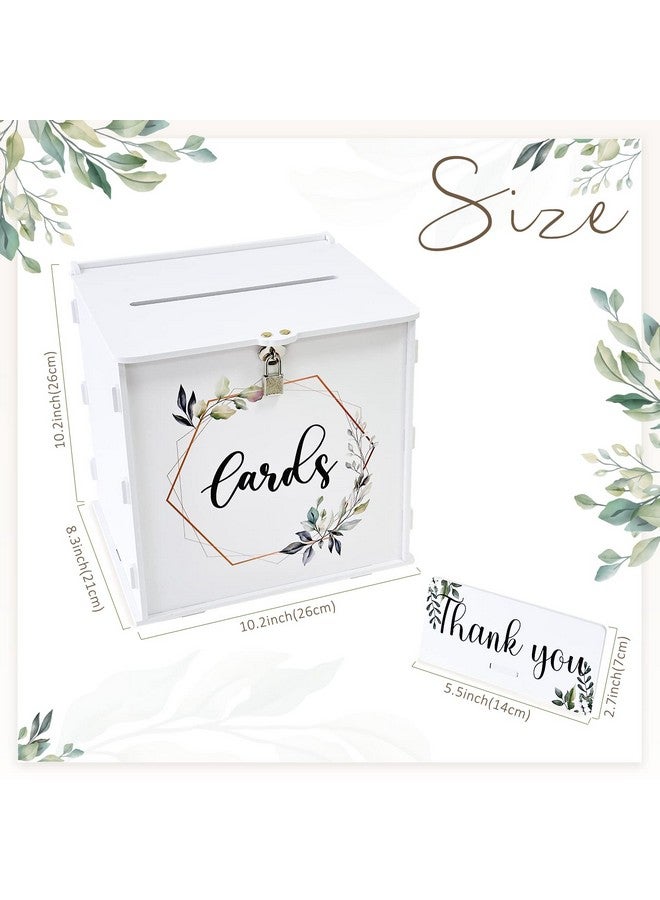 OurWarm White Wedding Card Box with Lock, PVC Gift Card Box for Wedding Reception, Eucalyptus DIY Wedding Envelope Money Card Box for Party Graduation Birthday Baby Shower Decorations - Image 3