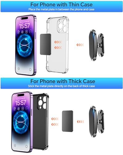 Coolpow 【2-Pack】 Magnetic Phone Holder for Car Dash【Strong Magnet】 Magnetic Car Phone Holder Mount 【4 Plate】 Phone Holders for Your Car Phone Mount for Car Dashboard Cell Phone Car Mount for iPhone Samsung - Image 5