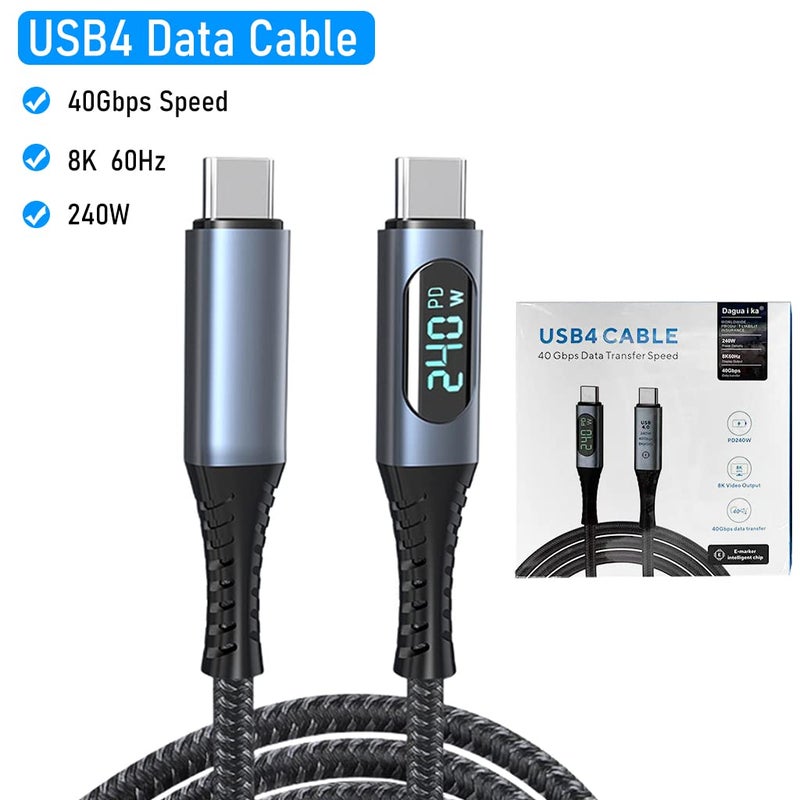 ELEPHANTBOAT® USB-C to C Cable, USB C 240W Fast Charging Cable with LED Display, with 8K@60Hz 40Gbps Data Transfer Type C Cable Compatible, for iPhone16/15Pro, MacBook, Chromebook, S24 Ultra 1M - Image 4
