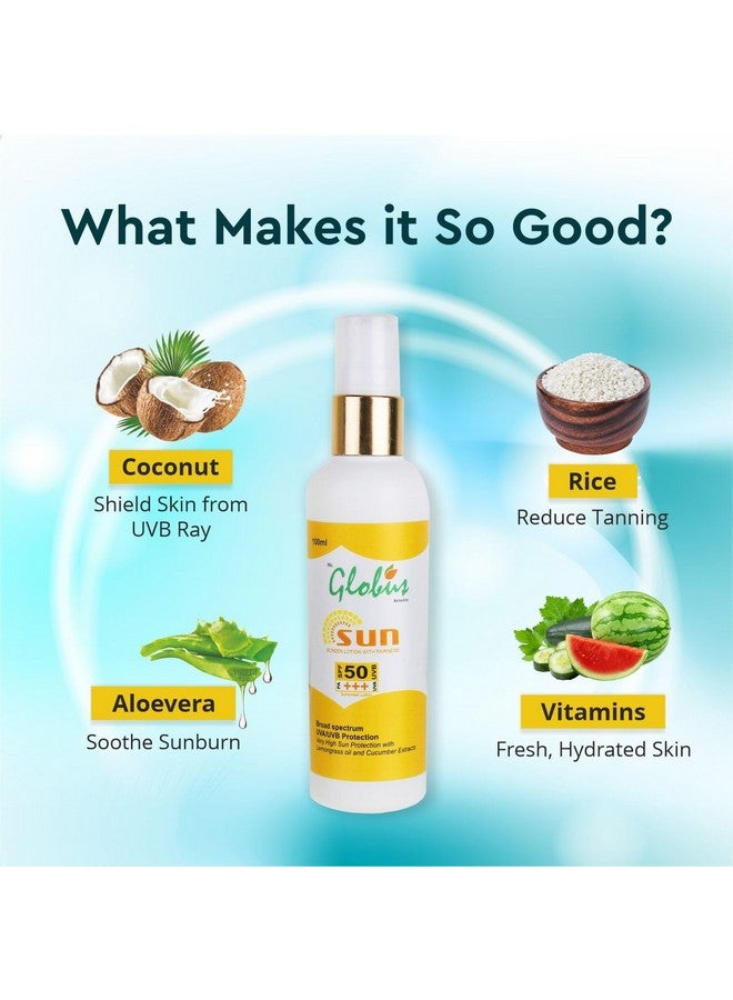 Globus Remedies Globus SPF 50 PA+++ Sunscreen Lotion With Fairness - 100 ml (Pack of 5) - Image 5