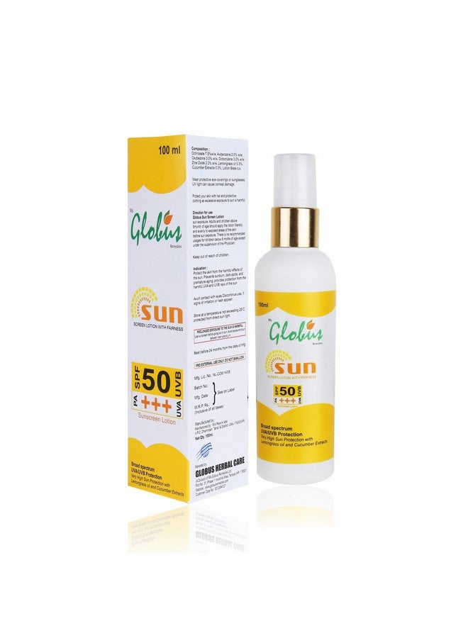 Globus Remedies Globus SPF 50 PA+++ Sunscreen Lotion With Fairness - 100 ml (Pack of 5) - Image 2