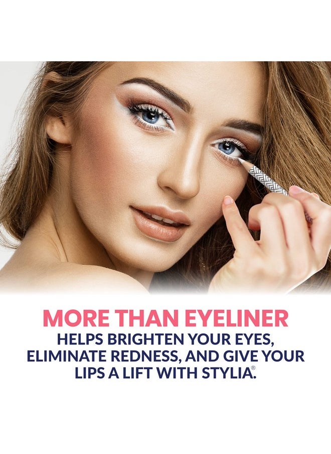 Stylia - White Eyeliner Pencil - Waterproof, Long-Lasting - Soft Strokes, Easy Glide - Highly-Pigmented Silky Pen - Multipurpose Makeup Tool, Works as Eyeshadow, Highlighter, or Lip Liner - 12-Pack - Image 1