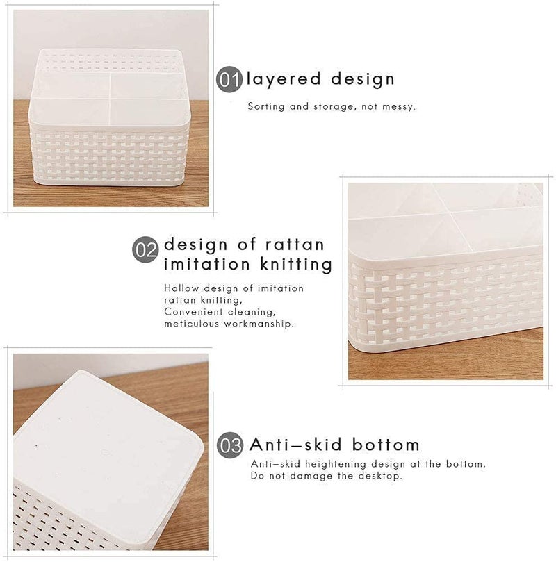 Entisia Multipurpose Desk Organizer Plastic Unbreakable Spoon Holder,Pen & Pencil Stand,Dressing Table Organizer,Comb Stand,Remote & Mobile Stand with 5 Division, for Home,Office,Kitchen,20X15X5 Cm - Image 2