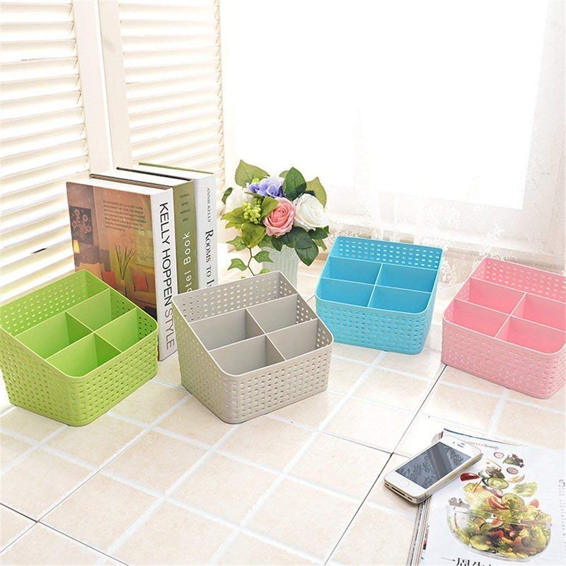 Entisia Multipurpose Desk Organizer Plastic Unbreakable Spoon Holder,Pen & Pencil Stand,Dressing Table Organizer,Comb Stand,Remote & Mobile Stand with 5 Division, for Home,Office,Kitchen,20X15X5 Cm - Image 3