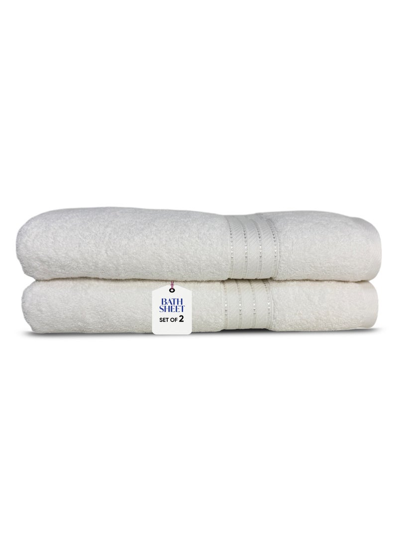 كاسينو Kassino Jumbo Bath Sheet (2 Pack, 80x160 cm) - 580 GSM Large Bath Towel,100% Combed Cotton, Soft & Quick-Dry Oversized Towels, Highly Absorbent, Double Stitched Hotel Quality Towels | White  - Image 1