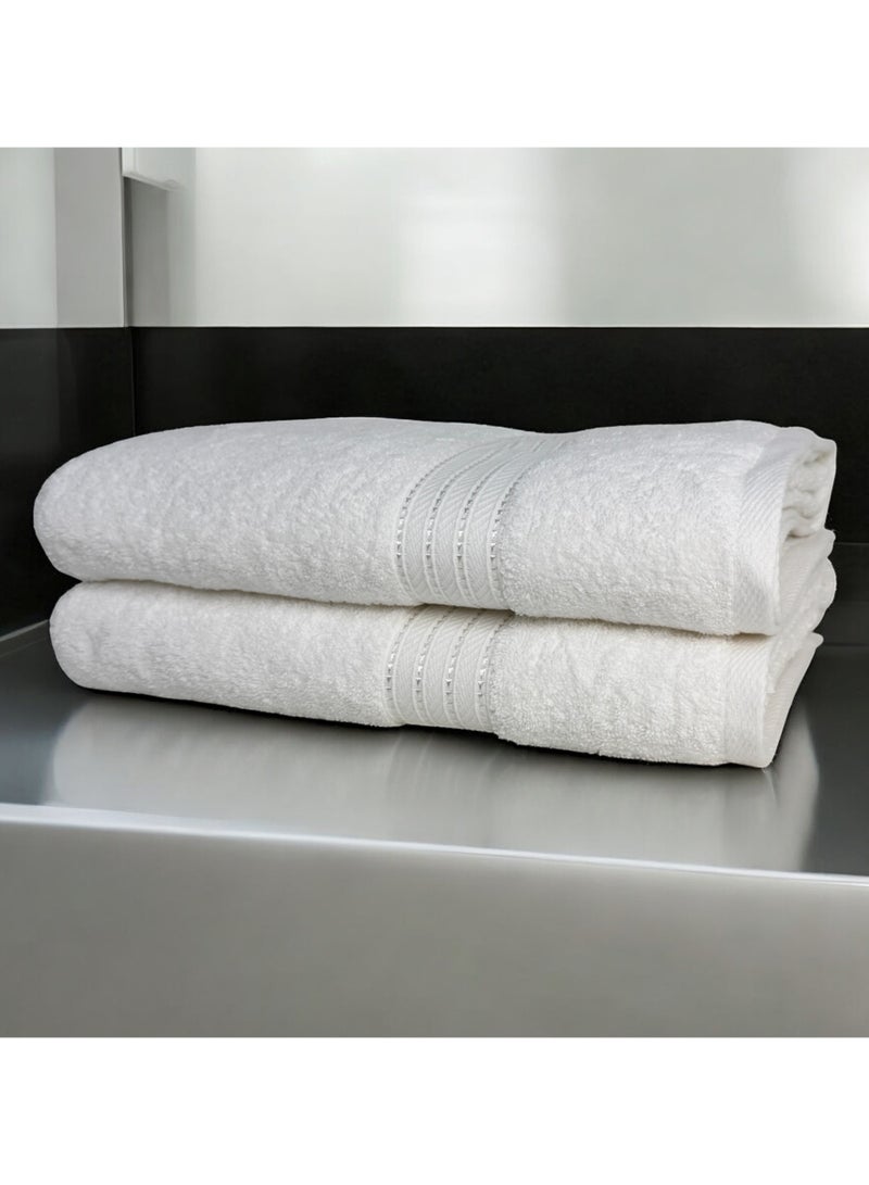 كاسينو Kassino Jumbo Bath Sheet (2 Pack, 80x160 cm) - 580 GSM Large Bath Towel,100% Combed Cotton, Soft & Quick-Dry Oversized Towels, Highly Absorbent, Double Stitched Hotel Quality Towels | White  - Image 2
