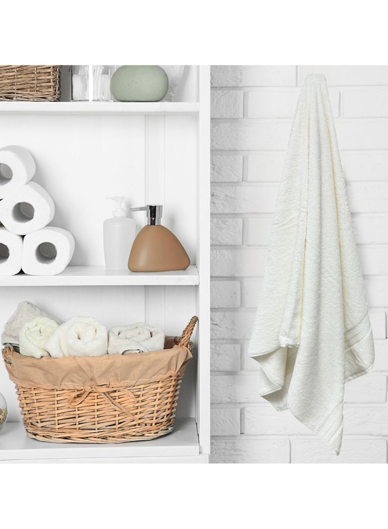 كاسينو Kassino Jumbo Bath Sheet (2 Pack, 80x160 cm) - 580 GSM Large Bath Towel,100% Combed Cotton, Soft & Quick-Dry Oversized Towels, Highly Absorbent, Double Stitched Hotel Quality Towels | White  - Image 4
