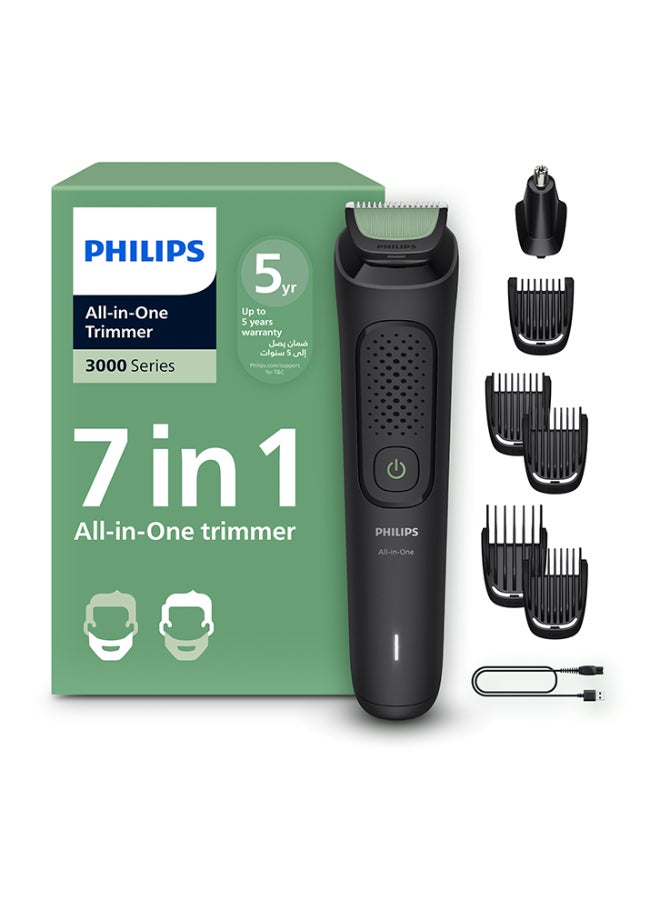 Philips All-in-One Trimmer MG3920/15 | 7-in-1 Beard, hair & nose trimming | 60 min cordless | USB-A charging | Washable parts | Pouch included Black - Image 1