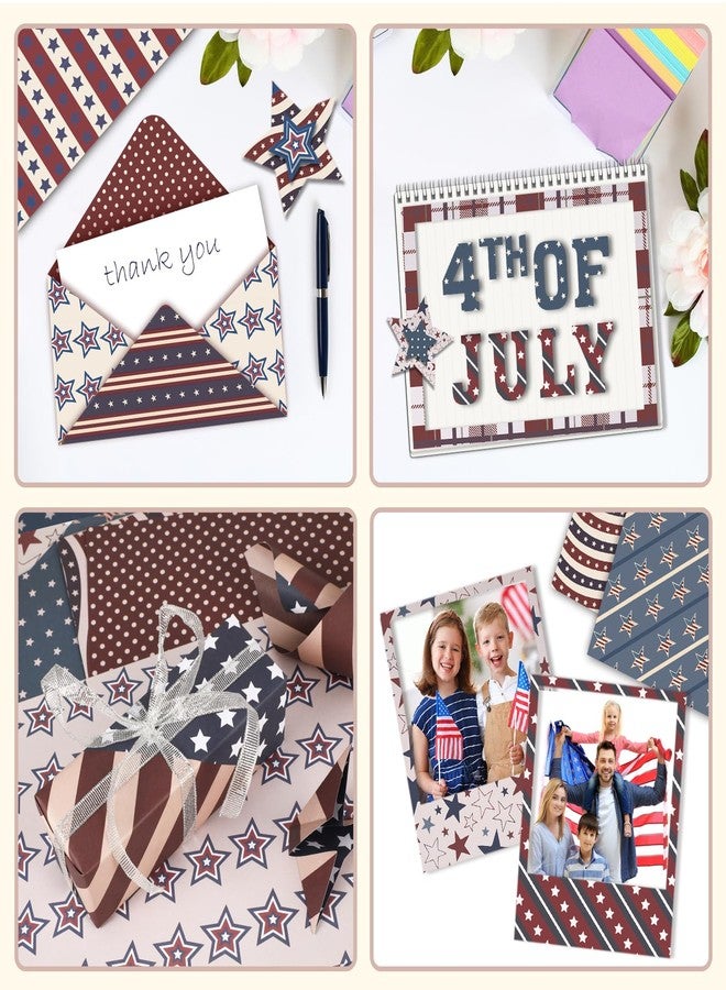 Konsait 24 Sheets Patriotic Scrapbook Paper 12x12 Vintage Double Sided Scrapbook Paper Red White And Blue Decorative Paper Pattern Paper 4th of July Crafts Patriotic Crafts Scrapbook Supplies - Image 5