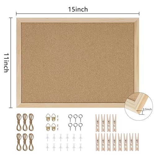 DAHAPYBOO Cork Board Bulletin Board 2 Pack,11X15 Cork Board for Office with Pin Oak Wood Boards,Hanging Corkboards for Office Home School Message Board or Vision Board Decoration - Image 3