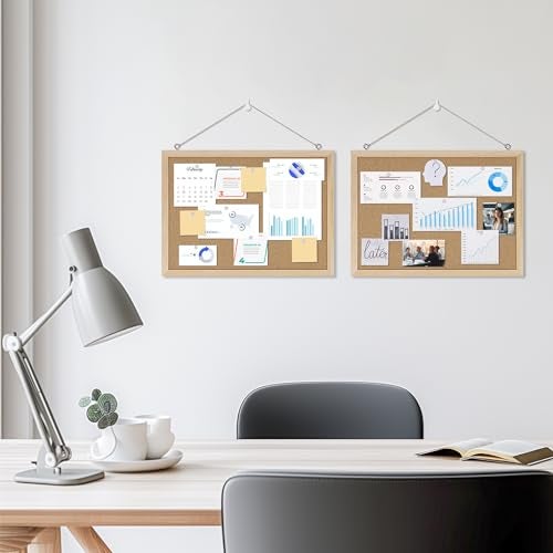 DAHAPYBOO Cork Board Bulletin Board 2 Pack,11X15 Cork Board for Office with Pin Oak Wood Boards,Hanging Corkboards for Office Home School Message Board or Vision Board Decoration - Image 4
