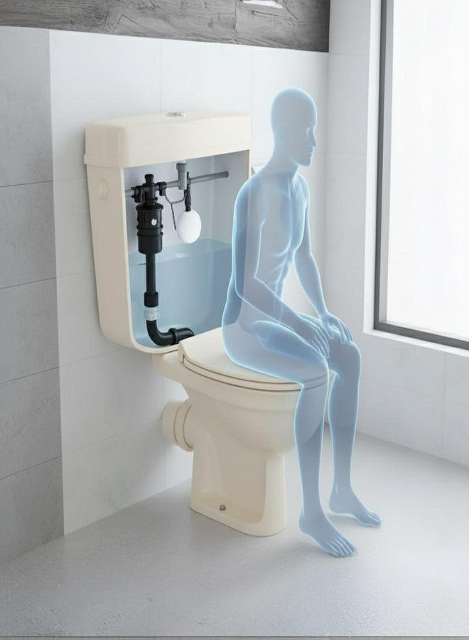 Prayag® Duo Flush PTMT 10 Litre Cistern for Indian & Western Toilet | Wall Mounted Cistern with Top Push Button | 3-Years Manufacturer Warranty | Leak-Proof Toilet Flush Tank - (Ivory) - Image 3