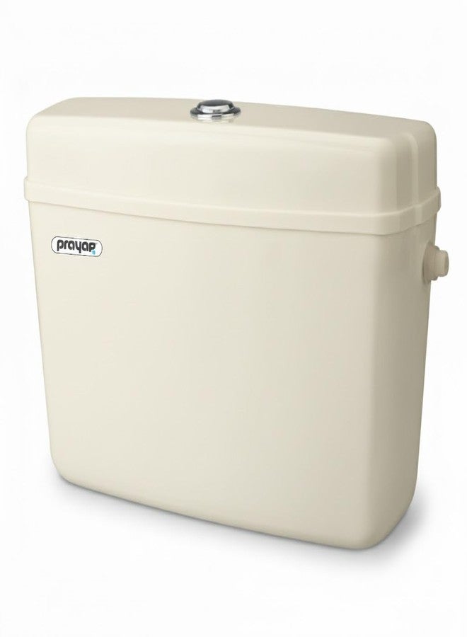 Prayag® Duo Flush PTMT 10 Litre Cistern for Indian & Western Toilet | Wall Mounted Cistern with Top Push Button | 3-Years Manufacturer Warranty | Leak-Proof Toilet Flush Tank - (Ivory) - Image 1