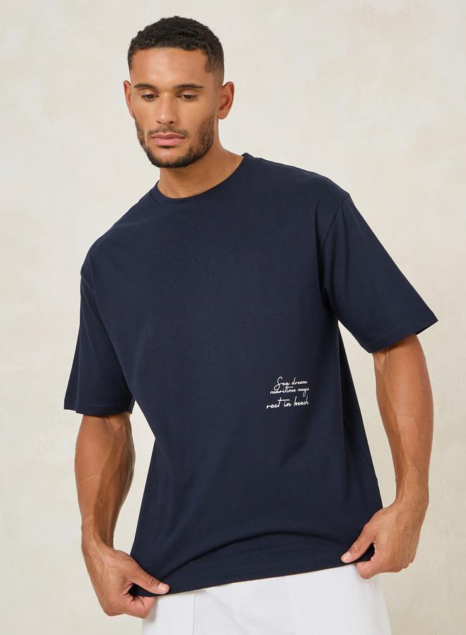 ستايلي تيشيرت بومبر مطبوع ثقيل الوزن ستايلي كبير الحجم - Image 1