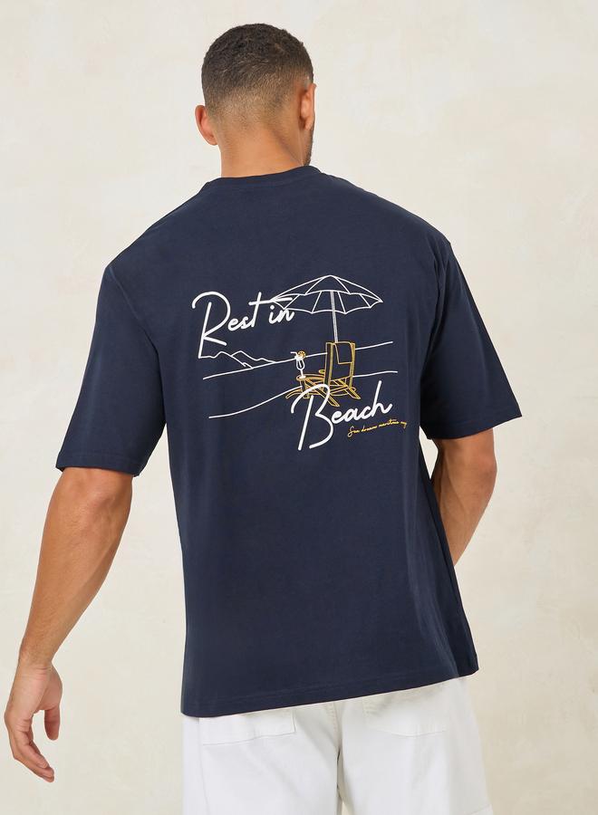 ستايلي تيشيرت بومبر مطبوع ثقيل الوزن ستايلي كبير الحجم - Image 3