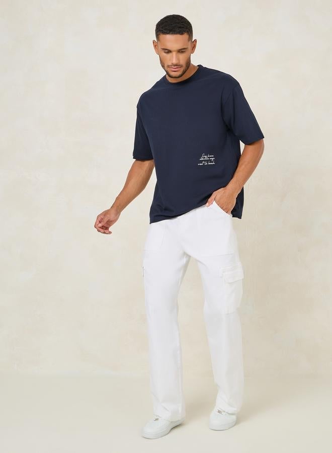 ستايلي تيشيرت بومبر مطبوع ثقيل الوزن ستايلي كبير الحجم - Image 2