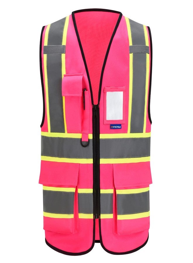 AYKRM 11 colors available high visibility safety vest pink - Image 1