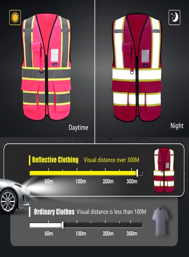 AYKRM 11 colors available high visibility safety vest pink - Image 4