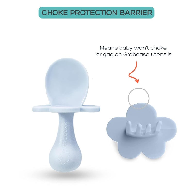 grabease Baby Spoon & Fork Set with Case - Ergonomic Baby Utensils for Tiny Hands - Short Spoons for Self-Feeding - Training Fork for Toddlers - Ice Blue, Pack of 1 - Image 3