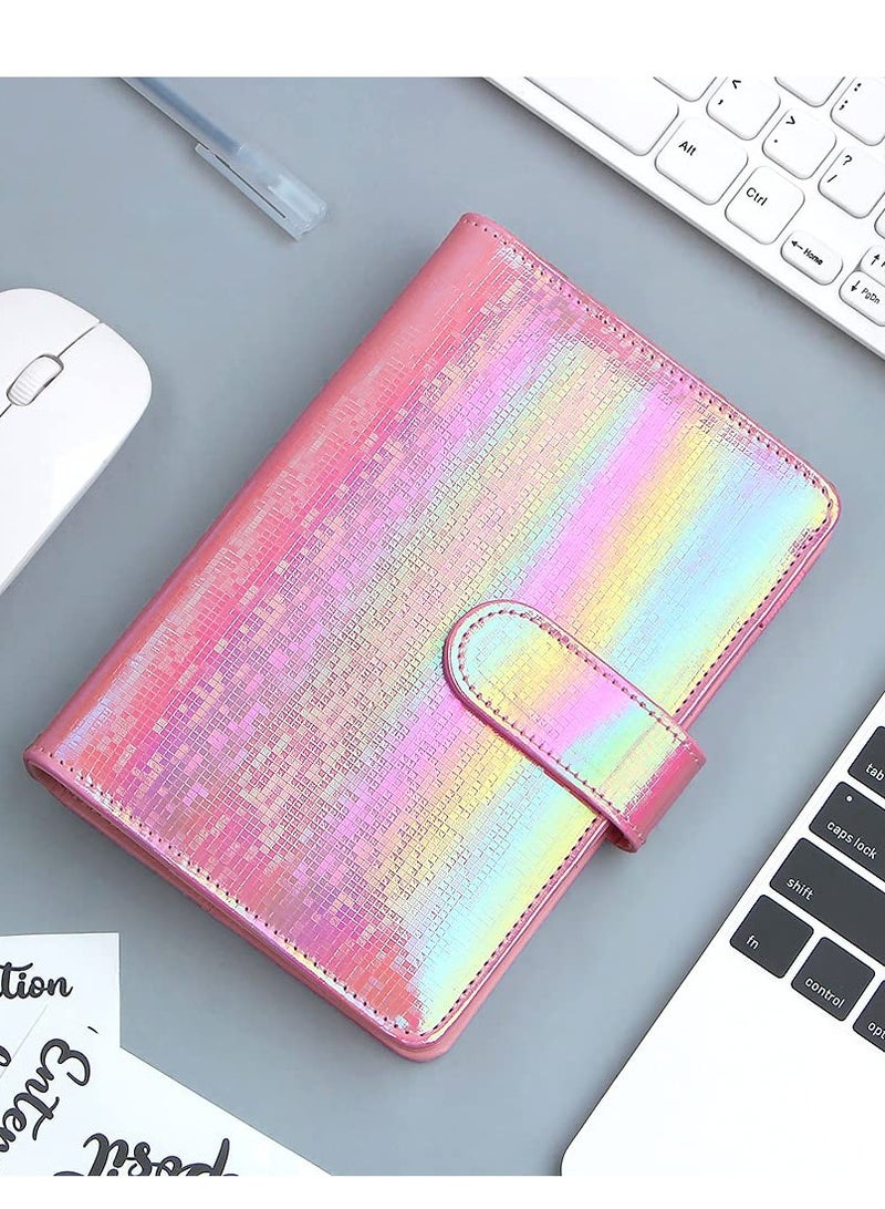 SOLARAE A6 Cash Envelopes Budget Binder,6 Ring Leather Notebook Binder Cover Binder Money Organizer Zippe Pockets,12pcs Expense Budget Sheets, 2pcs Letter Sticker Labels, Saving Cash Envelopes System (Pink) - Image 5