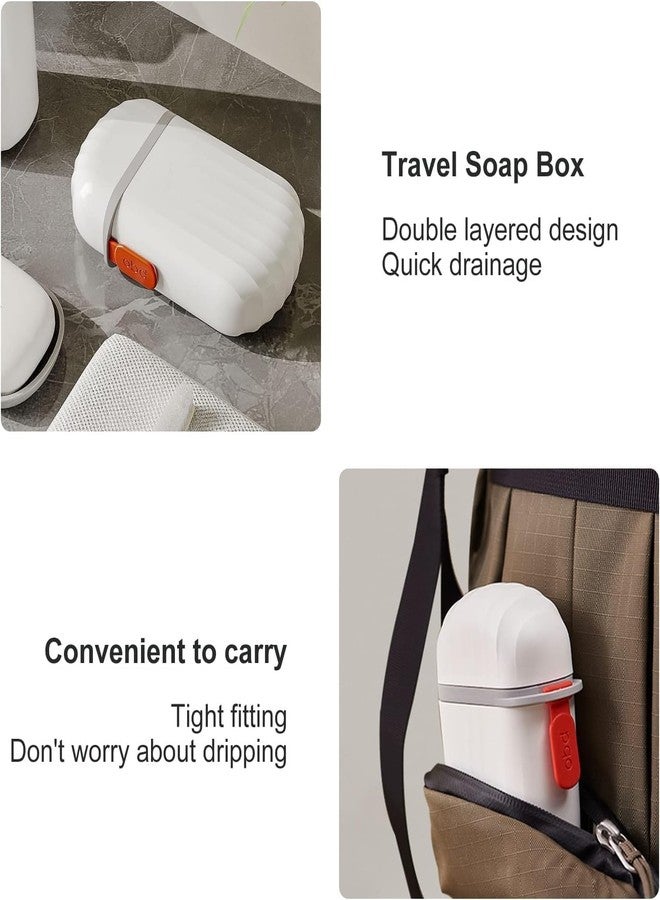 HAPPI Leakproof Travel Soap Case, Portable Plastic Soap Dish Box Cover with Draining Layer & Lid Travelling Soap Holder Bar for Bathroom Outdoor(Grey-White) - Image 5