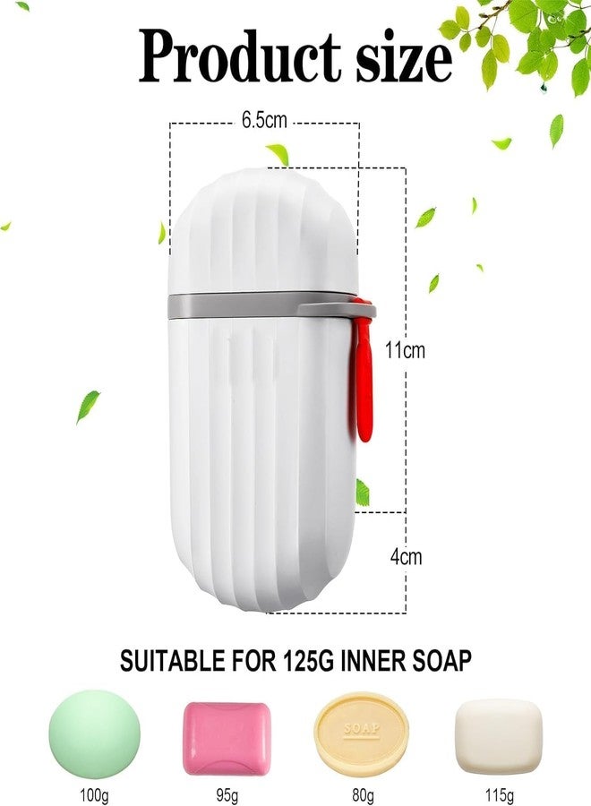 HAPPI Leakproof Travel Soap Case, Portable Plastic Soap Dish Box Cover with Draining Layer & Lid Travelling Soap Holder Bar for Bathroom Outdoor(Grey-White) - Image 4