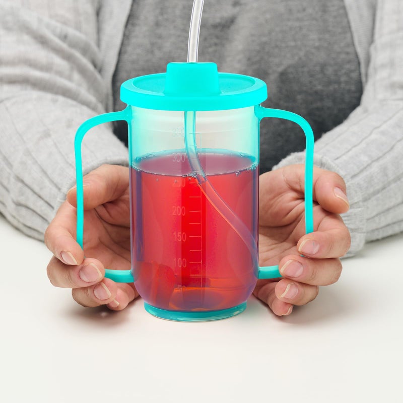 Sliner 3 Pcs adult sippy cups with long straw for elderly, 12 oz adaptive spill proof cups with 2 Handles and Straw Lid for Adults Liquid Feeding Disabled Hospital Patients Convalescent - Image 5