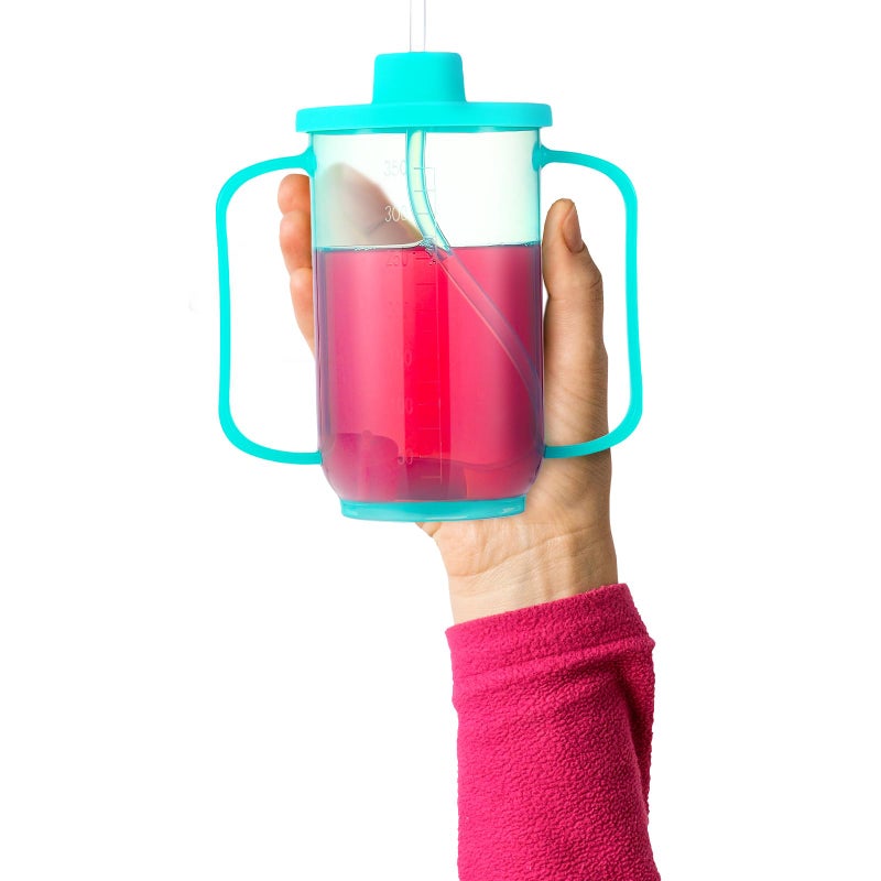 Sliner 3 Pcs adult sippy cups with long straw for elderly, 12 oz adaptive spill proof cups with 2 Handles and Straw Lid for Adults Liquid Feeding Disabled Hospital Patients Convalescent - Image 4