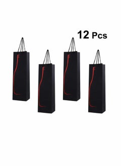 KASTWAVE 12pcs Wine Gift Paper Bags Single Bottle Wine Gift Bags Red Wine Tote Bags with Handles Champagne Carrying Bags for Party Business Retail Merchandise  - Image 2