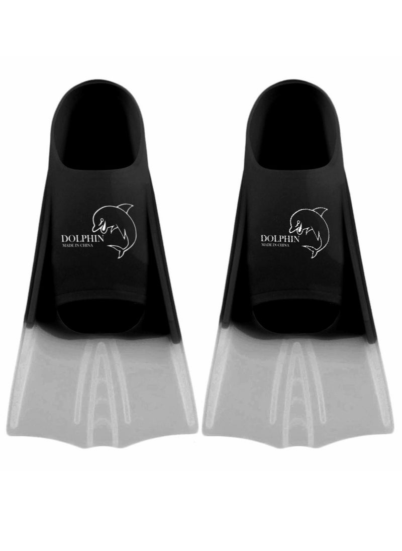 Dolphin Silicone Swim Training Short Fins Size S (33-35), Black/White  - Image 1