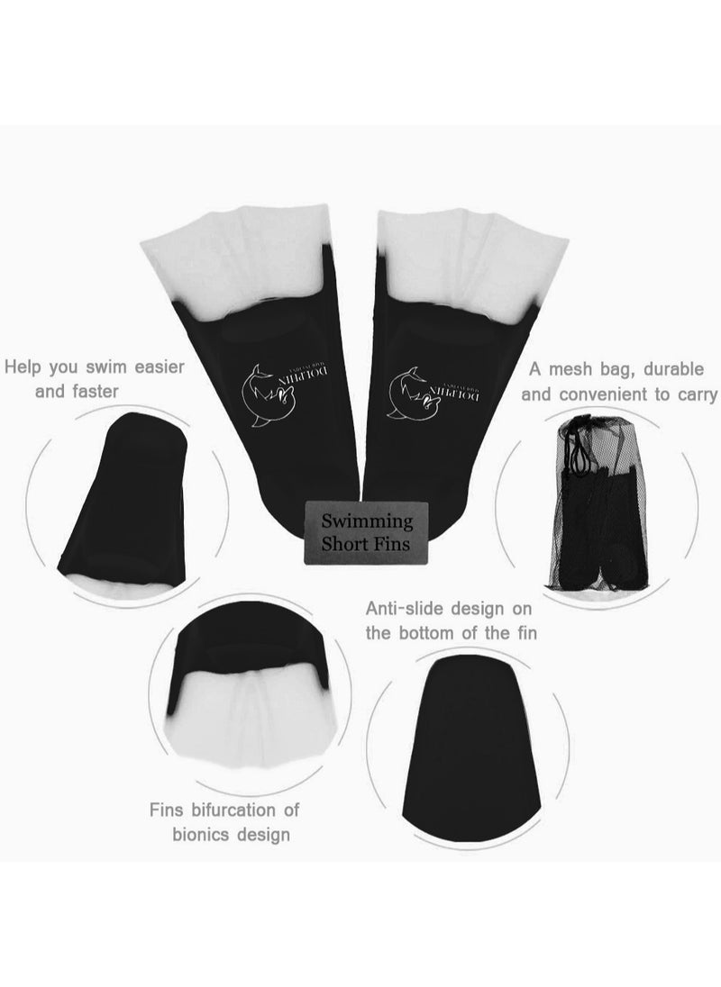 Dolphin Silicone Swim Training Short Fins Size S (33-35), Black/White  - Image 3