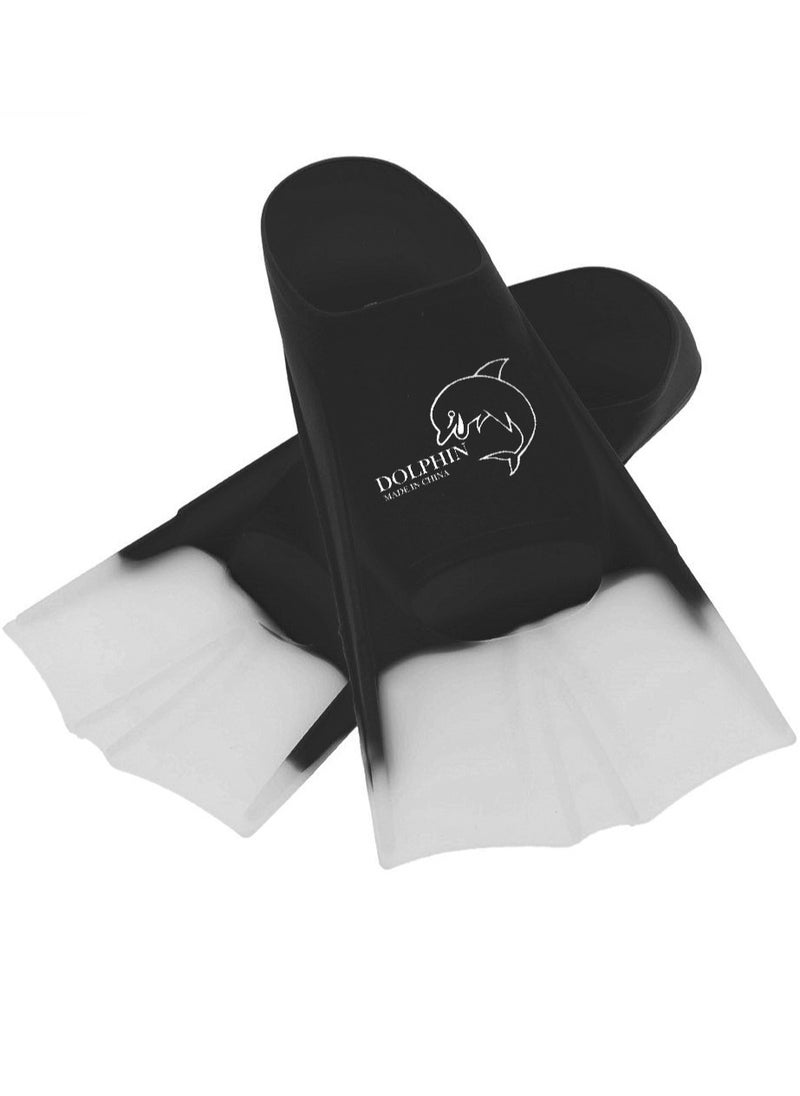 Dolphin Silicone Swim Training Short Fins Size S (33-35), Black/White  - Image 4