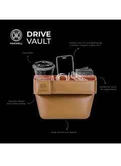 Maxwell Electronics Maxwell Drive Vault Car Seat Gap Seam Storage Box Cup Holder Additional Storage for Your Devices Like Mobile Phone Tablets Eyeglasses Wallet Money Coins Notebook Pen Organizer Keys Organizer (Beige)  - Image 3