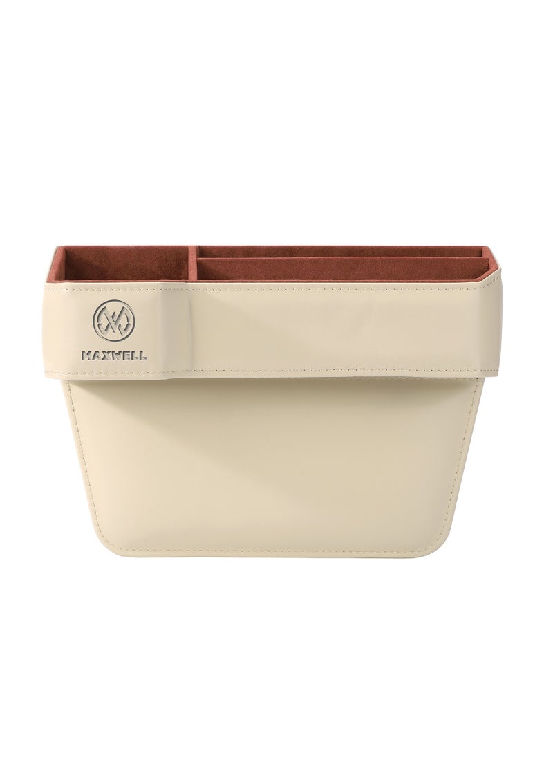 Maxwell Electronics Maxwell Drive Vault Car Seat Gap Seam Storage Box Cup Holder Additional Storage for Your Devices Like Mobile Phone Tablets Eyeglasses Wallet Money Coins Notebook Pen Organizer Keys Organizer (Beige)  - Image 1